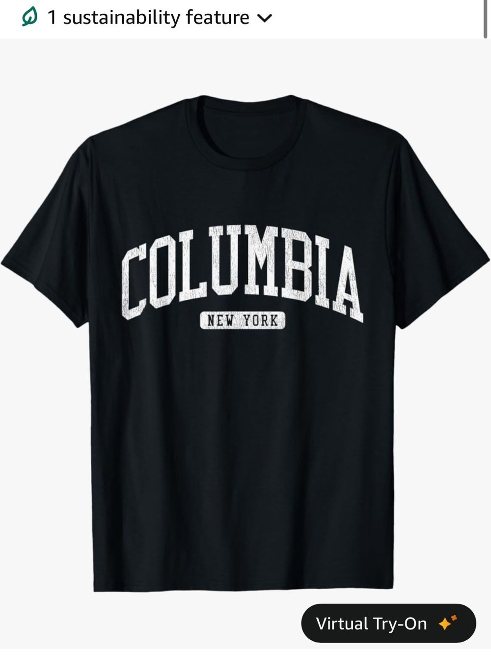 Columbia Black Short-Sleeve Tee with White 'Columbia New York' Graphic